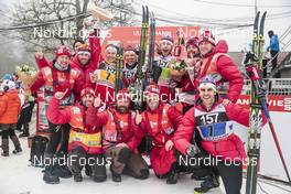22.01.2017, Ulricehamn, Sweden (SWE): Canada team with Len Valjas (CAN), Alex Harvey (CAN), Knute Johnsgaard (CAN), Devon Kershaw (CAN), (l-r),   - FIS world cup cross-country, 4x7.5km men, Ulricehamn (SWE). www.nordicfocus.com. © Modica/NordicFocus. Every downloaded picture is fee-liable.