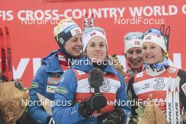22.01.2017, Ulricehamn, Sweden (SWE): Ingvild Flugstad Oestberg (NOR), Heidi Weng (NOR), Astrid Uhrenholdt Jacobsen (NOR), Marit Bjoergen (NOR), (l-r) - FIS world cup cross-country, 4x5km women, Ulricehamn (SWE). www.nordicfocus.com. © Modica/NordicFocus. Every downloaded picture is fee-liable.