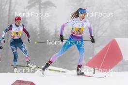 22.01.2017, Ulricehamn, Sweden (SWE): Sophie Caldwell (USA), Laura Mononen (FIN), (l-r)  - FIS world cup cross-country, 4x5km women, Ulricehamn (SWE). www.nordicfocus.com. © Modica/NordicFocus. Every downloaded picture is fee-liable.