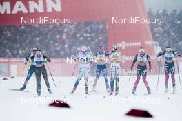 22.01.2017, Ulricehamn, Sweden (SWE): Sandra Ringwald (GER), Hanna Falk (SWE), Jessica Diggins (USA), Elizabeth Stephen (USA), Charlotte Kalla (SWE), Kari Oeyre Slind (NOR), Ragnhild Haga (NOR), (l-r)  - FIS world cup cross-country, 4x5km women, Ulricehamn (SWE). www.nordicfocus.com. © Modica/NordicFocus. Every downloaded picture is fee-liable.