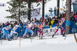 28.01.2017, Falun Sweden (SWE): Jessica Diggins (USA), Maiken Caspersen Falla (NOR), Mari Laukkanen (FIN), Hanna Falk (SWE), (l-r)  - FIS world cup cross-country, individual sprint, Falun (SWE). www.nordicfocus.com. © Modica/NordicFocus. Every downloaded picture is fee-liable.