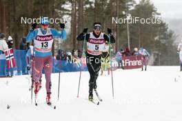 29.01.2017, Falun Sweden (SWE): Alexander Bessmertnykh (RUS), Dario Cologna (SUI), (l-r)  - FIS world cup cross-country, mass men, Falun (SWE). www.nordicfocus.com. © Modica/NordicFocus. Every downloaded picture is fee-liable.