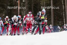 29.01.2017, Falun Sweden (SWE): Matti Heikkinen (FIN), Alex Harvey (CAN), Francesco De Fabiani (ITA), Emil Iversen (NOR), (l-r)  - FIS world cup cross-country, mass men, Falun (SWE). www.nordicfocus.com. © Modica/NordicFocus. Every downloaded picture is fee-liable.