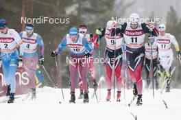 29.01.2017, Falun Sweden (SWE): Andrey Larkov (RUS), Niklas Dyrhaug (NOR), Emil Iversen (NOR), (l-r)  - FIS world cup cross-country, mass men, Falun (SWE). www.nordicfocus.com. © Modica/NordicFocus. Every downloaded picture is fee-liable.