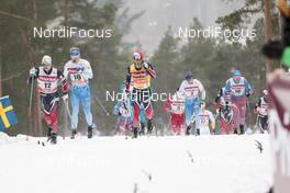 29.01.2017, Falun Sweden (SWE): Sjur Roethe (NOR), Iivo Niskanen (FIN), Martin Johnsrud Sundby (NOR), Matti Heikkinen (FIN), Andrey Larkov (RUS), (l-r)  - FIS world cup cross-country, mass men, Falun (SWE). www.nordicfocus.com. © Modica/NordicFocus. Every downloaded picture is fee-liable.