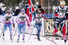 29.01.2017, Falun Sweden (SWE): Laura Mononen (FIN), Anne Kylloenen (FIN), Jessica Diggins (USA), Marit Bjoergen (NOR), (l-r)  - FIS world cup cross-country, mass women, Falun (SWE). www.nordicfocus.com. © Modica/NordicFocus. Every downloaded picture is fee-liable.