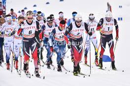 04.02.2017, Pyeong Chang, Korea (KOR): Mathias Rundgreen (NOR), Daniel Stock (NOR), Noah Hoffman (USA), Martin Loewstroem Nyenget (NOR) - FIS world cup cross-country, skiathlon men, Pyeong Chang (KOR). www.nordicfocus.com. © Thibaut/NordicFocus. Every downloaded picture is fee-liable.
