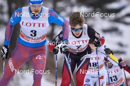 04.02.2017, Pyeong Chang, Korea (KOR): Petr Sedov (RUS), Daniel Stock (NOR), Gustav Eriksson (SWE) - FIS world cup cross-country, skiathlon men, Pyeong Chang (KOR). www.nordicfocus.com. © Thibaut/NordicFocus. Every downloaded picture is fee-liable.
