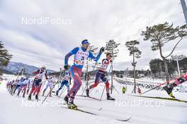 04.02.2017, Pyeong Chang, Korea (KOR): Petr Sedov (RUS), Mathias Rundgreen (NOR), Daniel Stock (NOR) - FIS world cup cross-country, skiathlon men, Pyeong Chang (KOR). www.nordicfocus.com. © Thibaut/NordicFocus. Every downloaded picture is fee-liable.