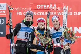 19.02.2017, Otepaeae, Estonia (EST): Iivo Niskanen (FIN), Martin Johnsrud Sundby (NOR), Hans Christer Holund (NOR), (l-r) - FIS world cup cross-country, 15km men, Otepaeae (EST). www.nordicfocus.com. © Modica/NordicFocus. Every downloaded picture is fee-liable.