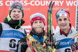 19.02.2017, Otepaeae, Estonia (EST): Iivo Niskanen (FIN), Martin Johnsrud Sundby (NOR), Hans Christer Holund (NOR), (l-r) - FIS world cup cross-country, 15km men, Otepaeae (EST). www.nordicfocus.com. © Modica/NordicFocus. Every downloaded picture is fee-liable.