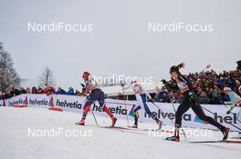 08.03.2017, Drammen, Norway (NOR): Anna Svendsen (NOR), Ida Ingemarsdotter (SWE), Laurien Van Der Graaff (SUI), (l-r)  - FIS world cup cross-country, individual sprint, Drammen (NOR). www.nordicfocus.com. © Rauschendorfer/NordicFocus. Every downloaded picture is fee-liable.