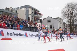 08.03.2017, Drammen, Norway (NOR): Ida Ingemarsdotter (SWE), Anna Svendsen (NOR), Heidi Weng (NOR), Laurien Van Der Graaff (SUI), (l-r)  - FIS world cup cross-country, individual sprint, Drammen (NOR). www.nordicfocus.com. © Rauschendorfer/NordicFocus. Every downloaded picture is fee-liable.