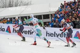 08.03.2017, Drammen, Norway (NOR): Johannes Hoesflot Klaebo (NOR), Janez Lampic (SLO), Sondre Turvoll Fossli (NOR), (l-r)  - FIS world cup cross-country, individual sprint, Drammen (NOR). www.nordicfocus.com. © Rauschendorfer/NordicFocus. Every downloaded picture is fee-liable.