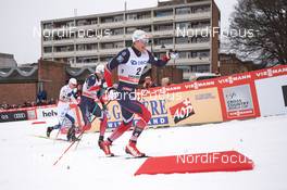 08.03.2017, Drammen, Norway (NOR): Oskar Svensson (SWE), Paal Golberg (NOR), Eirik Brandsdal (NOR), (l-r)  - FIS world cup cross-country, individual sprint, Drammen (NOR). www.nordicfocus.com. © Rauschendorfer/NordicFocus. Every downloaded picture is fee-liable.