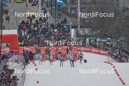 08.03.2017, Drammen, Norway (NOR): Katja Visnar (SLO), Ida Ingemarsdotter (SWE), Krista Parmakoski (FIN), Anna Dyvik (SWE), Kathrine Rolsted Harsem (NOR), Sophie Caldwell (USA), (l-r)  - FIS world cup cross-country, individual sprint, Drammen (NOR). www.nordicfocus.com. © Rauschendorfer/NordicFocus. Every downloaded picture is fee-liable.