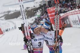 12.03.2017, Oslo, Norway (NOR): Krista Parmakoski (FIN), Kerttu Niskanen (FIN), (l-r) - FIS world cup cross-country, mass women, Oslo (NOR). www.nordicfocus.com. © NordicFocus. Every downloaded picture is fee-liable.