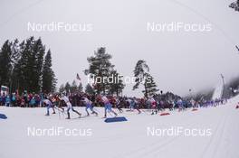 12.03.2017, Oslo, Norway (NOR): Event Feature: The field leaves the Holmenkollen Ski Stadium after the start - FIS world cup cross-country, mass women, Oslo (NOR). www.nordicfocus.com. © NordicFocus. Every downloaded picture is fee-liable.