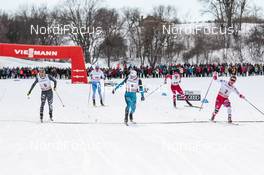 17.03.2017, Quebec, Canada (CAN): Federico Pellegrino (ITA), Lucas Chanavat (FRA), Finn Haagen Krogh (NOR), (l-r)  - FIS world cup cross-country, individual sprint, Quebec (CAN). www.nordicfocus.com. © Modica/NordicFocus. Every downloaded picture is fee-liable.