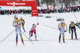 17.03.2017, Quebec, Canada (CAN): Stina Nilsson (SWE), Maiken Caspersen Falla (NOR), Hanna Falk (SWE), Nadine Faehndrich (SUI), (l-r)  - FIS world cup cross-country, individual sprint, Quebec (CAN). www.nordicfocus.com. © Modica/NordicFocus. Every downloaded picture is fee-liable.