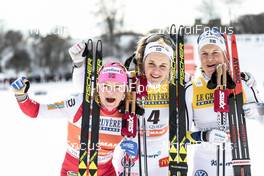 17.03.2017, Quebec, Canada (CAN): Stina Nilsson (SWE), Maiken Caspersen Falla (NOR), Hanna Falk (SWE), (l-r)  - FIS world cup cross-country, individual sprint, Quebec (CAN). www.nordicfocus.com. © Modica/NordicFocus. Every downloaded picture is fee-liable.