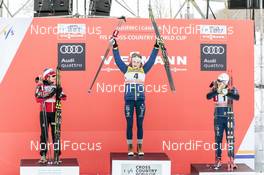 17.03.2017, Quebec, Canada (CAN): Maiken Caspersen Falla (NOR), Stina Nilsson (SWE), Hanna Falk (SWE), (l-r) - FIS world cup cross-country, individual sprint, Quebec (CAN). www.nordicfocus.com. © Modica/NordicFocus. Every downloaded picture is fee-liable.
