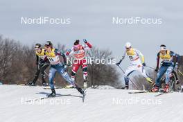 17.03.2017, Quebec, Canada (CAN): Jessica Diggins (USA), Nadine Faehndrich (SUI), Maiken Caspersen Falla (NOR), Ida Ingemarsdotter (SWE), Julia Kern (USA), (l-r)  - FIS world cup cross-country, individual sprint, Quebec (CAN). www.nordicfocus.com. © Modica/NordicFocus. Every downloaded picture is fee-liable.