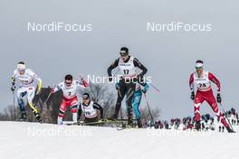 17.03.2017, Quebec, Canada (CAN): Viktor Thorn (SWE), Finn Haagen Krogh (NOR), Dario Cologna (SUI), Len Valjas (CAN), (l-r)  - FIS world cup cross-country, individual sprint, Quebec (CAN). www.nordicfocus.com. © Modica/NordicFocus. Every downloaded picture is fee-liable.