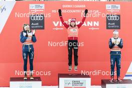 17.03.2017, Quebec, Canada (CAN): Stina Nilsson (SWE), Maiken Caspersen Falla (NOR), Hanna Falk (SWE), (l-r) - FIS world cup cross-country, individual sprint, Quebec (CAN). www.nordicfocus.com. © Modica/NordicFocus. Every downloaded picture is fee-liable.