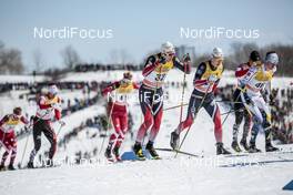 18.03.2017, Quebec, Canada (CAN): Didrik Toenseth (NOR), Simen Hegstad Krueger (NOR), Martin Johansson (SWE), (l-r)  - FIS world cup cross-country, mass men, Quebec (CAN). www.nordicfocus.com. © Modica/NordicFocus. Every downloaded picture is fee-liable.