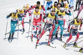 18.03.2017, Quebec, Canada (CAN): Maurice Manificat (FRA), Finn Haagen Krogh (NOR), Niklas Dyrhaug (NOR), Jean Marc Gaillard (FRA), Didrik Toenseth (NOR), (l-r)  - FIS world cup cross-country, mass men, Quebec (CAN). www.nordicfocus.com. © Modica/NordicFocus. Every downloaded picture is fee-liable.