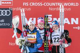 18.03.2017, Quebec, Canada (CAN): Heidi Weng (NOR), Marit Bjoergen (NOR), Krista Parmakoski (FIN), (l-r)  - FIS world cup cross-country, mass women, Quebec (CAN). www.nordicfocus.com. © Modica/NordicFocus. Every downloaded picture is fee-liable.