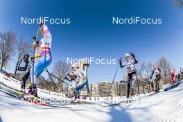 18.03.2017, Quebec, Canada (CAN): Aino-Kaisa Saarinen (FIN), Anna Haag (SWE), Teresa Stadlober (AUT), (l-r)  - FIS world cup cross-country, mass women, Quebec (CAN). www.nordicfocus.com. © Modica/NordicFocus. Every downloaded picture is fee-liable.