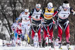 18.03.2017, Quebec, Canada (CAN): Marit Bjoergen (NOR), Heidi Weng (NOR), Ingvild Flugstad Oestberg (NOR), Ida Ingemarsdotter (SWE), (l-r)  - FIS world cup cross-country, mass women, Quebec (CAN). www.nordicfocus.com. © Modica/NordicFocus. Every downloaded picture is fee-liable.