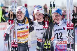 18.03.2017, Quebec, Canada (CAN): Heidi Weng (NOR), Marit Bjoergen (NOR), Krista Parmakoski (FIN), (l-r)  - FIS world cup cross-country, mass women, Quebec (CAN). www.nordicfocus.com. © Modica/NordicFocus. Every downloaded picture is fee-liable.
