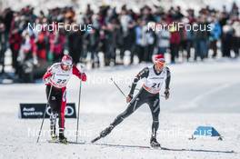 19.03.2017, Quebec, Canada (CAN): Keishin Yoshida (JPN), Jonas Baumann (SUI), (l-r)  - FIS world cup cross-country, pursuit men, Quebec (CAN). www.nordicfocus.com. © Modica/NordicFocus. Every downloaded picture is fee-liable.