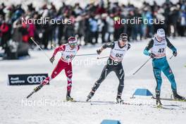 19.03.2017, Quebec, Canada (CAN): Brian Mckeever (CAN), Jovian Hediger (SUI), Lucas Chanavat (FRA), (l-r)  - FIS world cup cross-country, pursuit men, Quebec (CAN). www.nordicfocus.com. © Modica/NordicFocus. Every downloaded picture is fee-liable.
