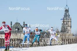19.03.2017, Quebec, Canada (CAN): Graeme Killick (CAN), Lari Lehtonen (FIN), Adrien Backscheider (FRA), Viktor Thorn (SWE), (l-r)  - FIS world cup cross-country, pursuit men, Quebec (CAN). www.nordicfocus.com. © Modica/NordicFocus. Every downloaded picture is fee-liable.