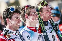 19.03.2017, Quebec, Canada (CAN): Alex Harvey (CAN), Johannes Hoesflot Klaebo (NOR), Niklas Dyrhaug (NOR), (l-r)  - FIS world cup cross-country, pursuit men, Quebec (CAN). www.nordicfocus.com. © Modica/NordicFocus. Every downloaded picture is fee-liable.