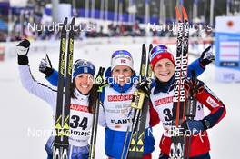 28.02.2017, Lahti, Finland (FIN): Charlotte Kalla (SWE), Marit Bjoergen (NOR), Astrid Uhrenholdt Jacobsen (NOR) - FIS nordic world ski championships, cross-country, 10km women, Lahti (FIN). www.nordicfocus.com. © Thibaut/NordicFocus. Every downloaded picture is fee-liable.