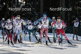05.03.2017, Lahti, Finland (FIN): Sjur Roethe (NOR), Marcus Hellner (SWE), Alexey Chervotkin (RUS), Alex Harvey  (CAN), (l-r)  - FIS nordic world ski championships, cross-country, mass men, Lahti (FIN). www.nordicfocus.com. © Modica/NordicFocus. Every downloaded picture is fee-liable.