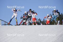 05.03.2017, Lahti, Finland (FIN): Marcus Hellner (SWE), Martin Johnsrud Sundby (NOR), Roman Furger (SUI), Hans Christer Holund (NOR), Anders Gloeersen (NOR), Maurice Manificat (FRA) - FIS nordic world ski championships, cross-country, mass men, Lahti (FIN). www.nordicfocus.com. © Thibaut/NordicFocus. Every downloaded picture is fee-liable.