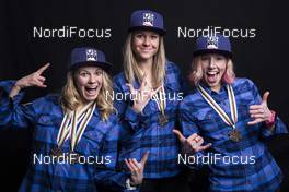 05.03.2017, Lahti, Finland (FIN): Jessica Diggins (USA), Sadie Bjornsen (USA), Kikkan Randall (USA) (l-r)  - FIS nordic world ski championships, cross-country, medals, Lahti (FIN). www.nordicfocus.com. © Modica/NordicFocus. Every downloaded picture is fee-liable.
