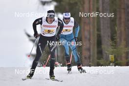 03.03.2017, Lahti, Finland (FIN): Dario Cologna (SUI), Robin Duvillard (FRA) - FIS nordic world ski championships, cross-country, 4x10km men, Lahti (FIN). www.nordicfocus.com. © Thibaut/NordicFocus. Every downloaded picture is fee-liable.
