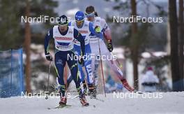 03.03.2017, Lahti, Finland (FIN): Yevgeniy Velichko (KAZ), Federico Pellegrino (ITA) - FIS nordic world ski championships, cross-country, 4x10km men, Lahti (FIN). www.nordicfocus.com. © Thibaut/NordicFocus. Every downloaded picture is fee-liable.