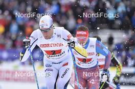 03.03.2017, Lahti, Finland (FIN): Daniel Rickardsson (SWE), Andrey Larkov (RUS) - FIS nordic world ski championships, cross-country, 4x10km men, Lahti (FIN). www.nordicfocus.com. © Thibaut/NordicFocus. Every downloaded picture is fee-liable.