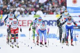 02.03.2017, Lahti, Finland (FIN): Maiken Caspersen Falla (NOR), Aino-Kaisa Saarinen (FIN), Justyna Kowalczyk (POL) - FIS nordic world ski championships, cross-country, 4x5km women, Lahti (FIN). www.nordicfocus.com. © Thibaut/NordicFocus. Every downloaded picture is fee-liable.