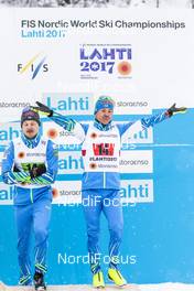 26.02.2017, Lahti, Finland (FIN): Iivo Niskanen (FIN), Sami Jauhojaervi (FIN), (l-r) - FIS nordic world ski championships, cross-country, team sprint, Lahti (FIN). www.nordicfocus.com. © Modica/NordicFocus. Every downloaded picture is fee-liable.