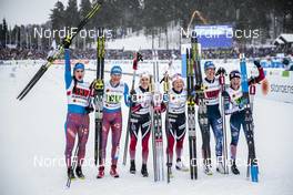 26.02.2017, Lahti, Finland (FIN): Yulia Belorukova (RUS), Natalia Matveeva (RUS), Heidi Weng (NOR), Maiken Caspersen Falla (NOR), Sadie Bjornsen (USA), Jessica Diggins (USA), (l-r) - FIS nordic world ski championships, cross-country, team sprint, Lahti (FIN). www.nordicfocus.com. © Modica/NordicFocus. Every downloaded picture is fee-liable.