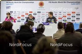 21.02.2017, Lahti, Finland (FIN): Sarah Lewis, Gian Franco Kasper, Janne Leskinen   - FIS nordic world ski championships, cross-country, training, Lahti (FIN). www.nordicfocus.com. © NordicFocus. Every downloaded picture is fee-liable.